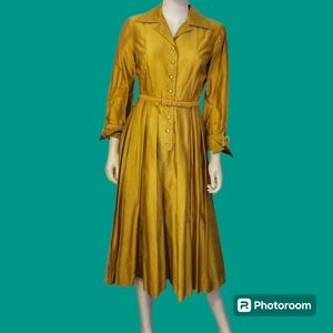 TRUE Vintage 1940s Golden Cocktail Shirt Cosplay Longline Land Girl Dress